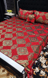 Jacquard Velvet Bed Sheet 4Pcs-Design-528